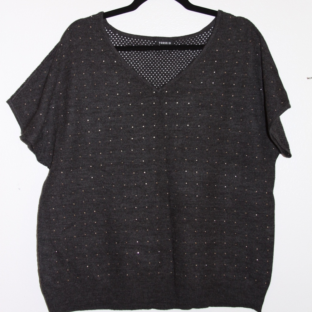 Torrid Gray Short Sleeve v-neck Shirt